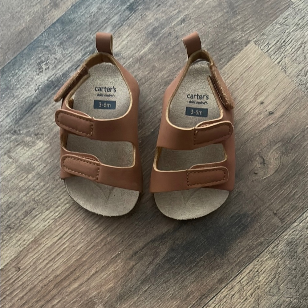 Carter's Brown Leather Toddler Sandals with Velcro Straps